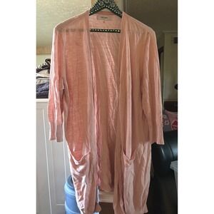 Jones Studio Women's Peach Open Front Longline Cardigan Sweater